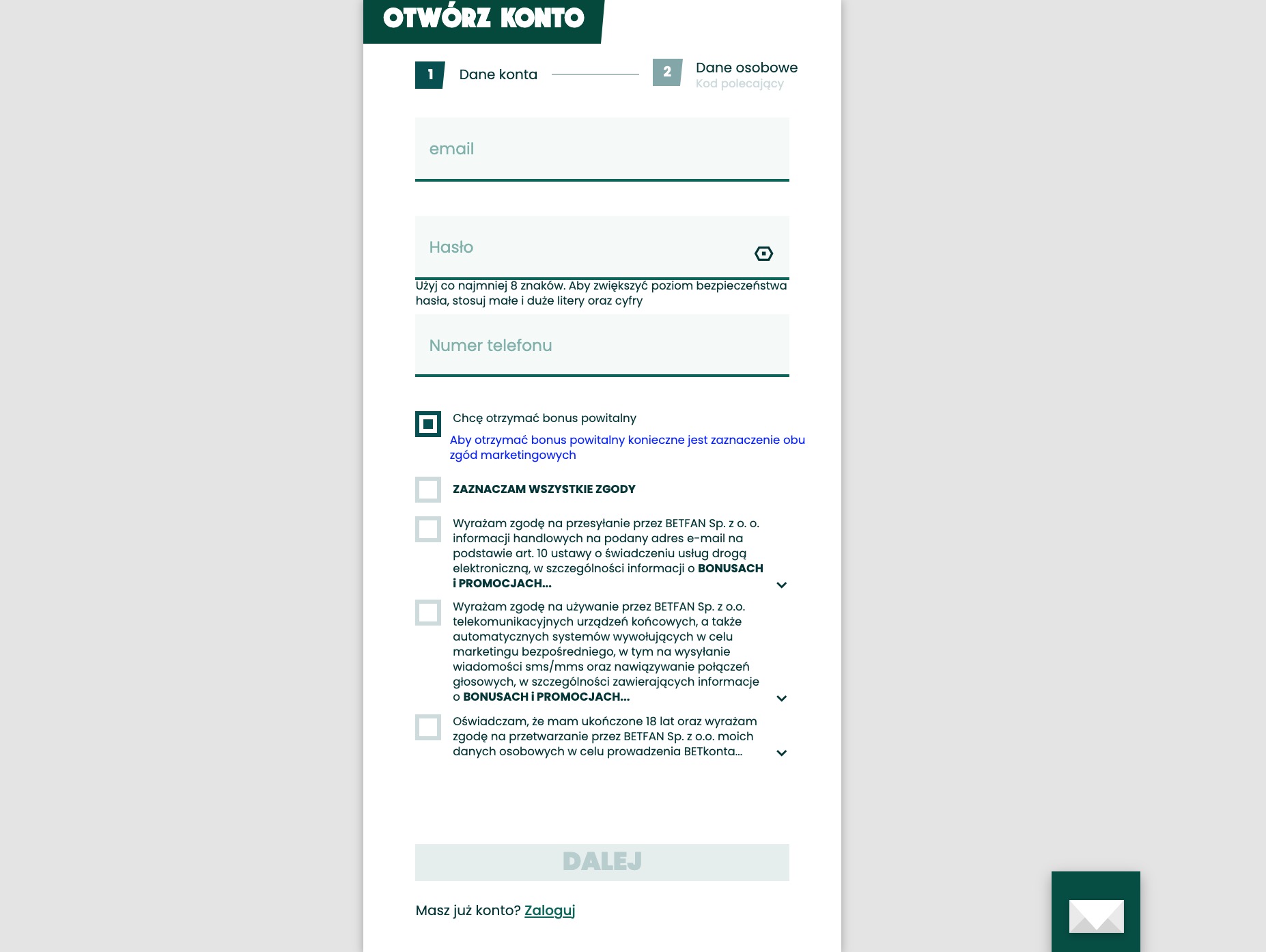 Betfan rejestracja