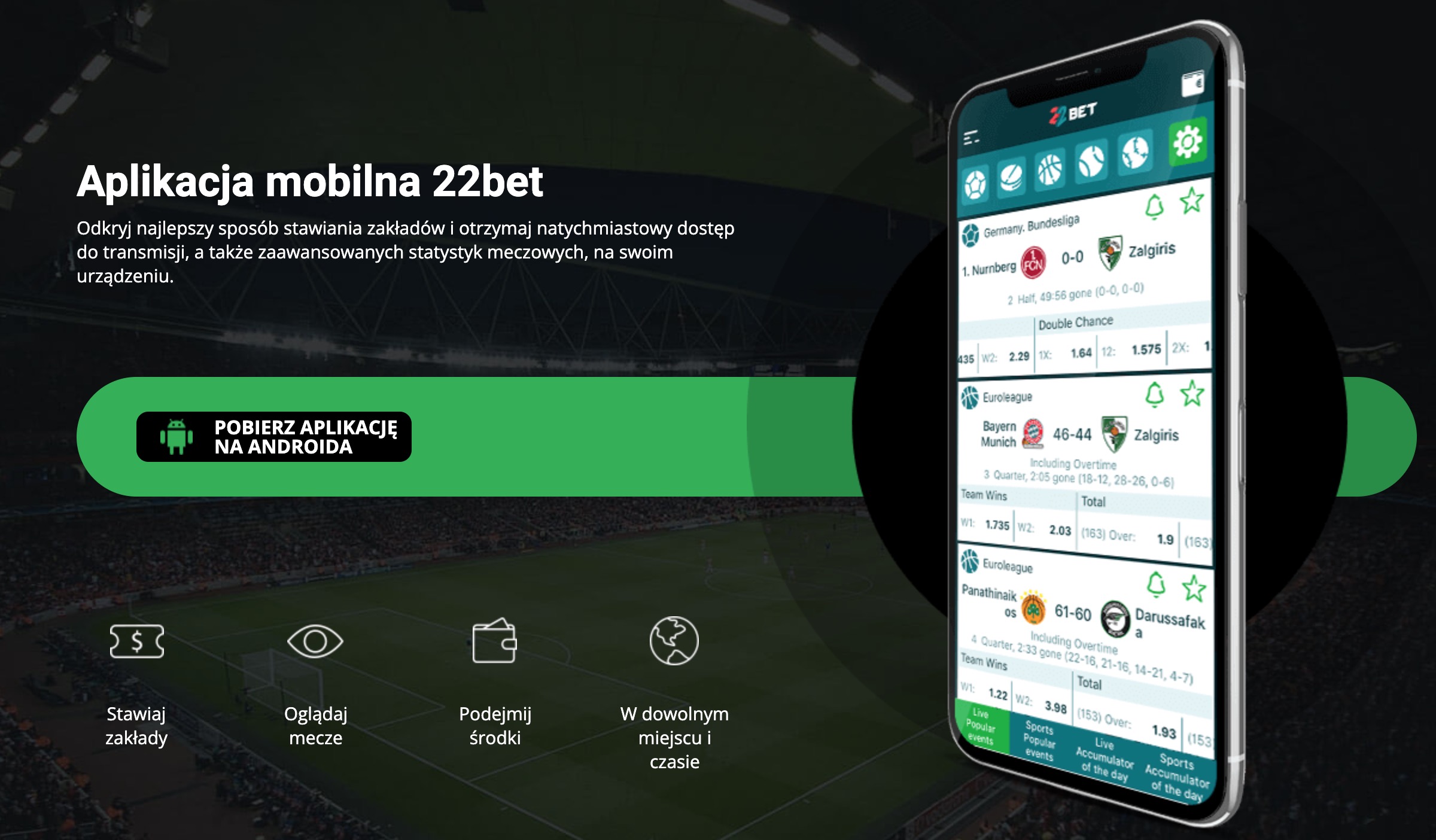 22Bet aplikacja mobilna