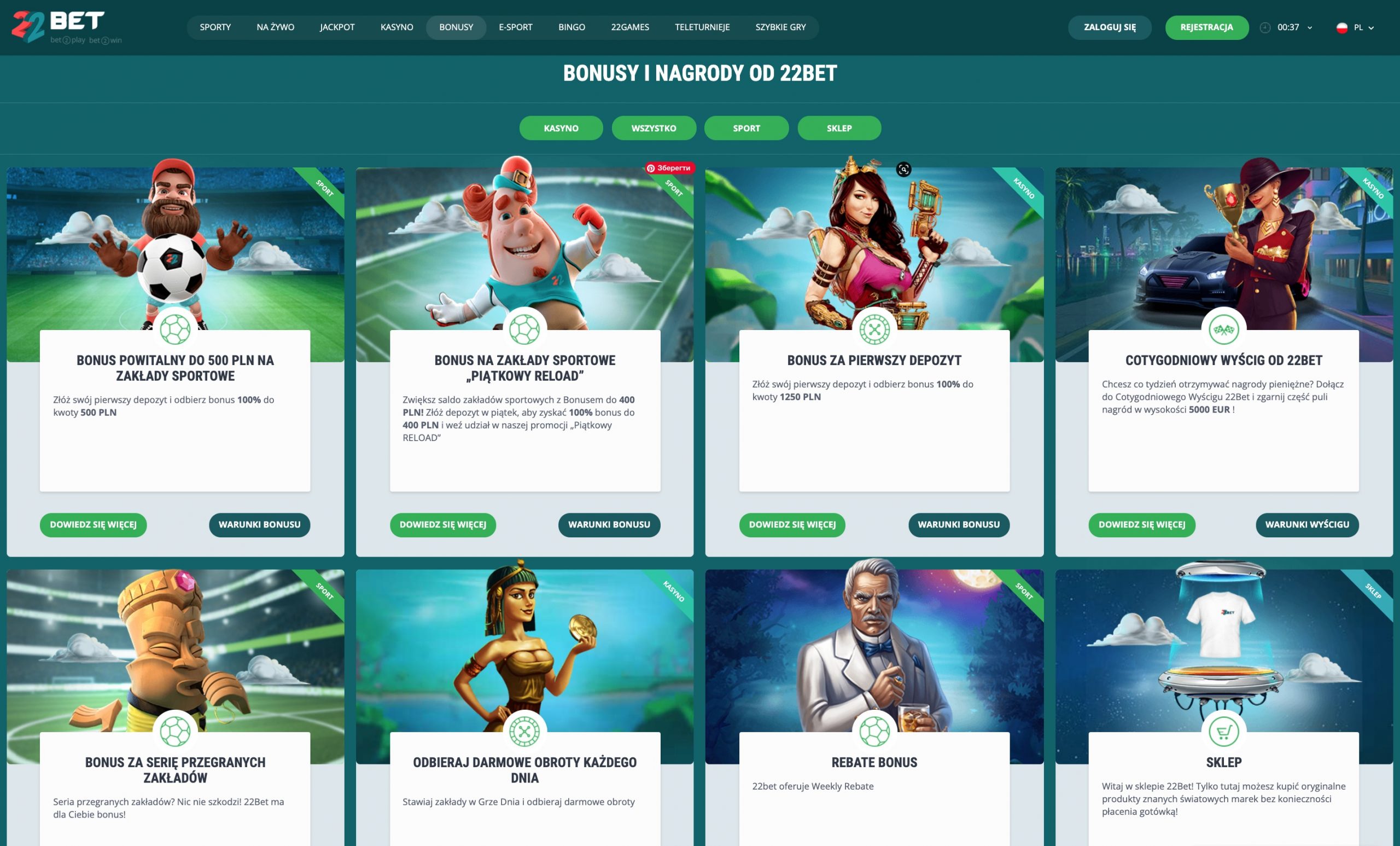 22Bet bonusy